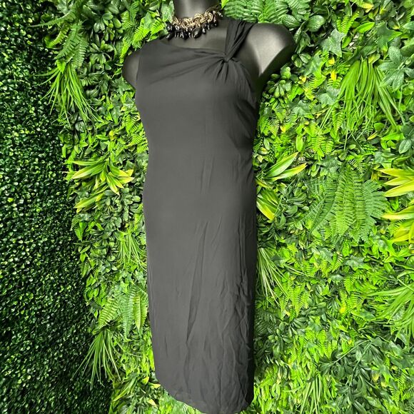 VTG HELENE BLAKE Dress Women Medium Black A line Sheath Knot Accent 1018 - Picture 5 of 7